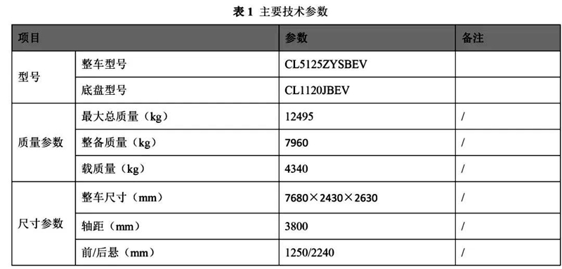 程力新能源壓縮垃圾車參數